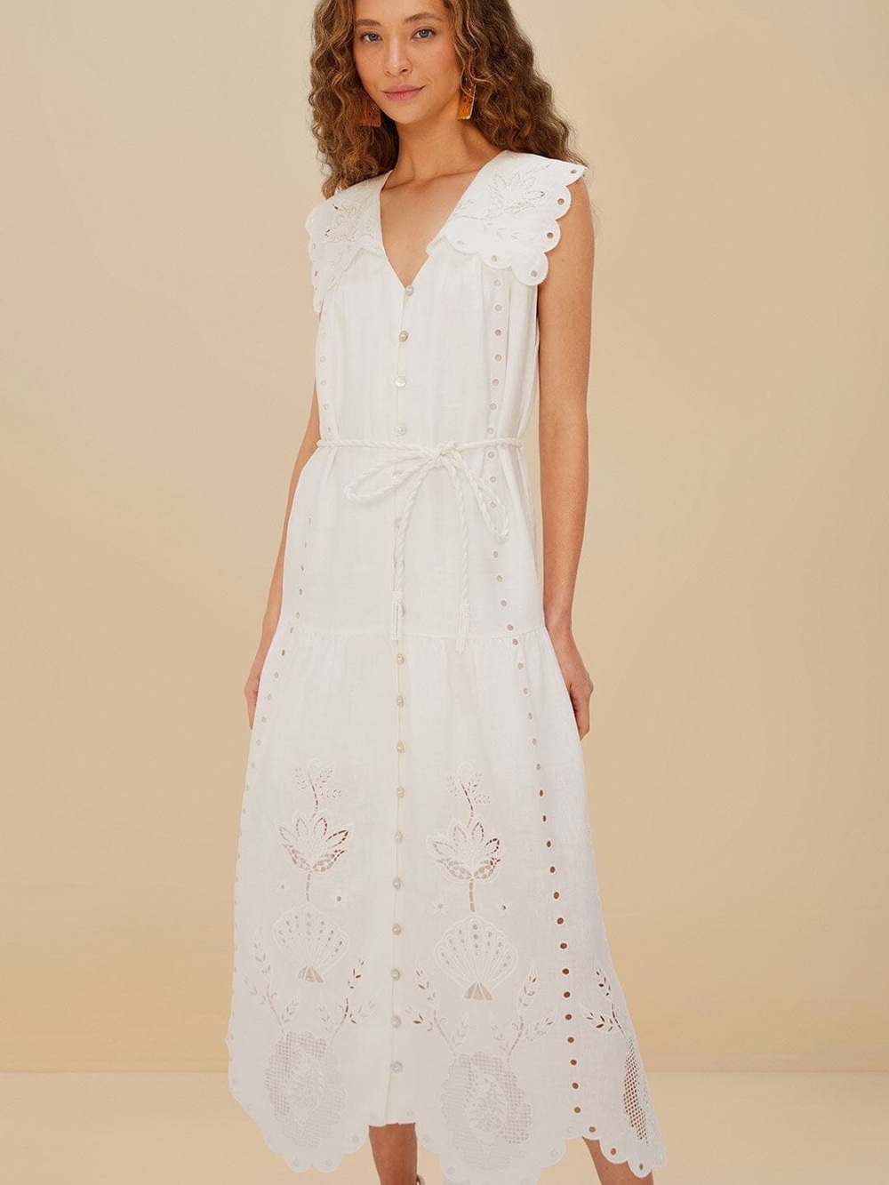 Farm Rio: Off-White Sleeveless Maxi Dress - Picture 11 of 11